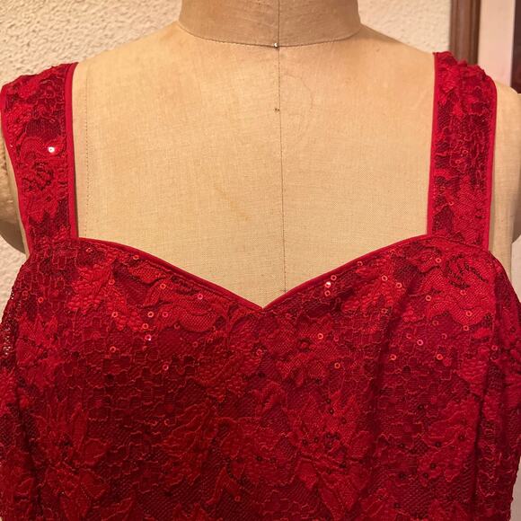 Grace Karin Contrast Fabric Sweetheart Neck Party Dress Red Size 2XL - Picture 4 of 12
